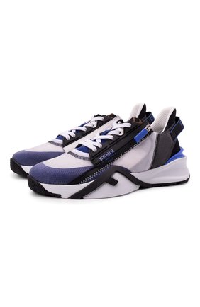 Мужские комбинированные кроссовки flow FENDI синего цвета, арт. 7E1392 AD7V | Фото 1 (Материал внутренний: Текстиль; Материал внешний: Текстиль; Подошва: Массивная; Стили: Гранж)