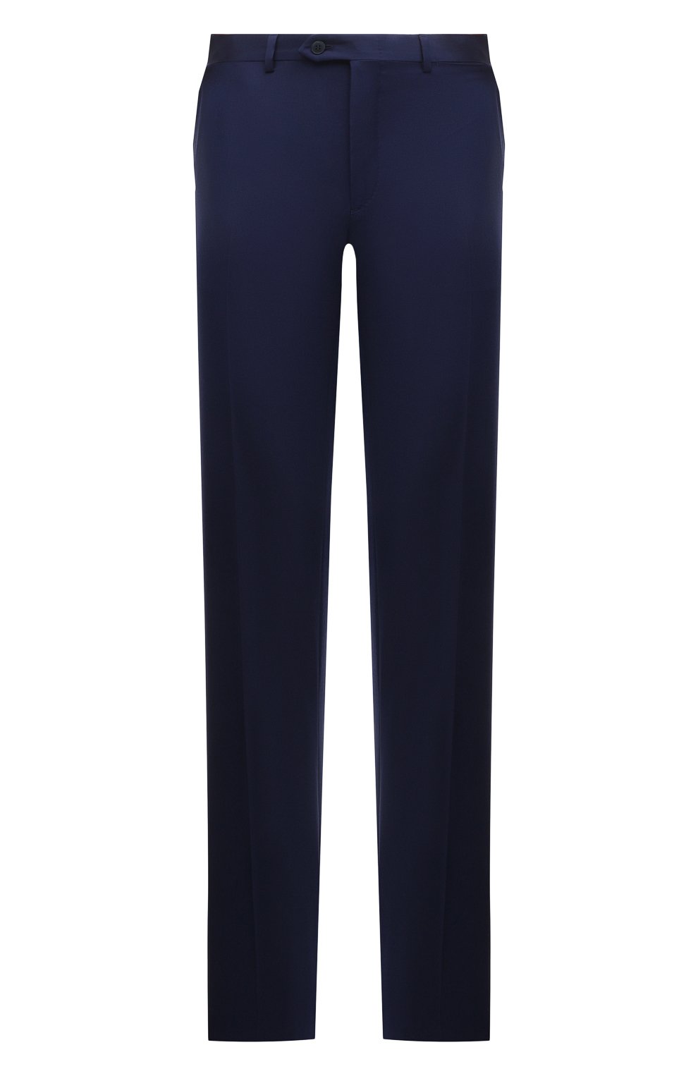 Мужские шерстяные брюки BRIONI темно-синего цвета, арт. RPL20L/P1A0Y/M0ENA | Фото 1 (Материал внешний: Шерсть; Длина (брюки, джинсы): Стандартные; Случай: Повседневный; Материал подклада: Купро; Стили: Кэжуэл)