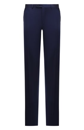Мужские шерстяные брюки BRIONI темно-синего цвета, арт. RPL20L/P1A0Y/M0ENA | Фото 1 (Длина (брюки, джинсы): Стандартные; Материал подклада: Купро; Материал внешний: Шерсть; Случай: Повседневный; Стили: Кэжуэл)