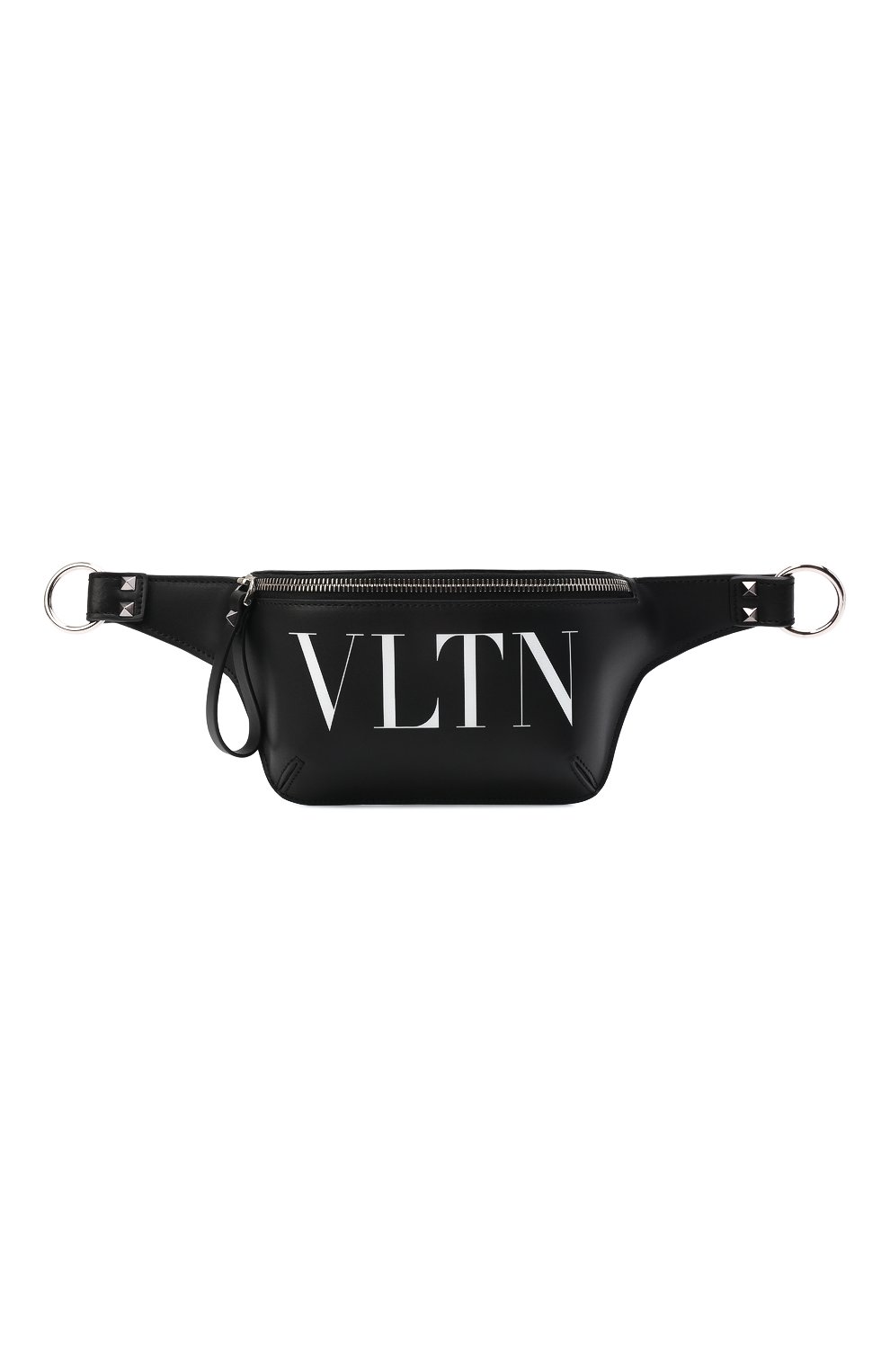 Мужская кожаная поясная сумка vltn VALENTINO черного цвета, арт. XY2B0B34/WJW | Фото 1 (Случай: Повседневный; Материал: Натуральная кожа; Ремень/цепочка: На ремешке; Размер: small)