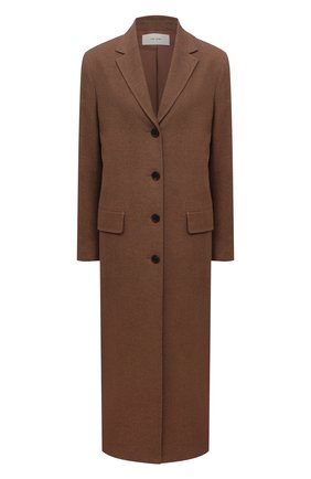 Женское пальто из шелка и кашемира THE ROW коричневого цвета, арт. 5875W2106 | Фото 1 (Материал внешний: Шелк, Шерсть, Кашемир; Рукава: Длинные; Материал подклада: Шелк; Длина (верхняя одежда): Длинные; Стили: Минимализм; 1-2-бортные: Однобортные)