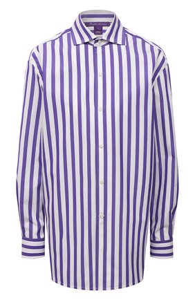Женская хлопковая рубашка RALPH LAUREN сиреневого цвета, арт. 290649380 | Фото 1 (Рукава: Длинные; Материал внешний: Хлопок; Длина (для топов): Стандартные; Стили: Кэжуэл; Принт: Полоска; Женское Кросс-КТ: Рубашка-одежда; Региональные ограничения белый список (Axapta Mercury): RU)