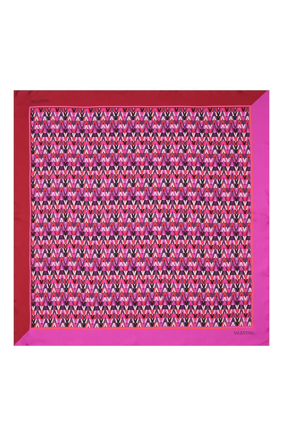 Женский шелковый платок VALENTINO фуксия цвета, арт. XW2EI114/IGV | Фото 5 (Материал: Текстиль, Шелк; Региональные ограничения белый список (Axapta Mercury): RU)