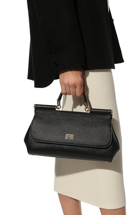 Женская сумка sicily DOLCE & GABBANA черного цвета, арт. BB7117/A1001 | Фото 2 (Материал: Натуральная кожа; Размер: medium; Ремень/цепочка: На ремешке; Сумки-технические: Сумки top-handle)