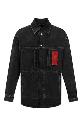 Мужская джинсовая куртка-рубашка DOLCE & GABBANA черного цвета, арт. G9W01D/G8ER0 | Фото 1 (Рукава: Длинные; Материал внешний: Хлопок, Деним; Длина (верхняя одежда): Короткие; Кросс-КТ: Куртка, Деним)