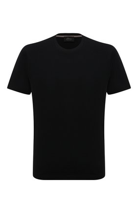 Мужская хлопковая футболка BRIONI черного цвета, арт. UJLA0L/P1613 | Фото 1 (Длина (для топов): Стандартные; Материал внешний: Хлопок; Рукава: Короткие; Принт: Без принта; Стили: Кэжуэл, Классический; Региональные ограничения белый список (Axapta Mercury): RU)