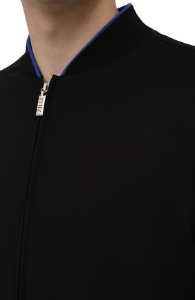 Мужской кашемировый бомбер ZILLI SPORT черного цвета, арт. MFW-66033-001/0001 | Фото 5 (Кросс-КТ: Куртка; Мужское Кросс-КТ: шерсть и кашемир; Материал внешний: Шерсть, Кашемир; Рукава: Длинные; Принт: Без принта; Длина (верхняя одежда): Короткие; Материал подклада: Шелк; Стили: Кэжуэл)