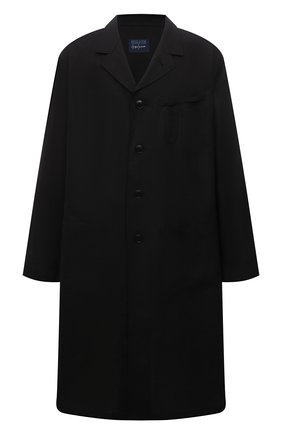 Мужской пальто YOHJI YAMAMOTO черного цвета, арт. FQ-C53-300 | Фото 1 (Длина (верхняя одежда): Длинные; Рукава: Длинные; Материал внешний: Растительное волокно; Мужское Кросс-КТ: пальто-верхняя одежда; Стили: Минимализм)