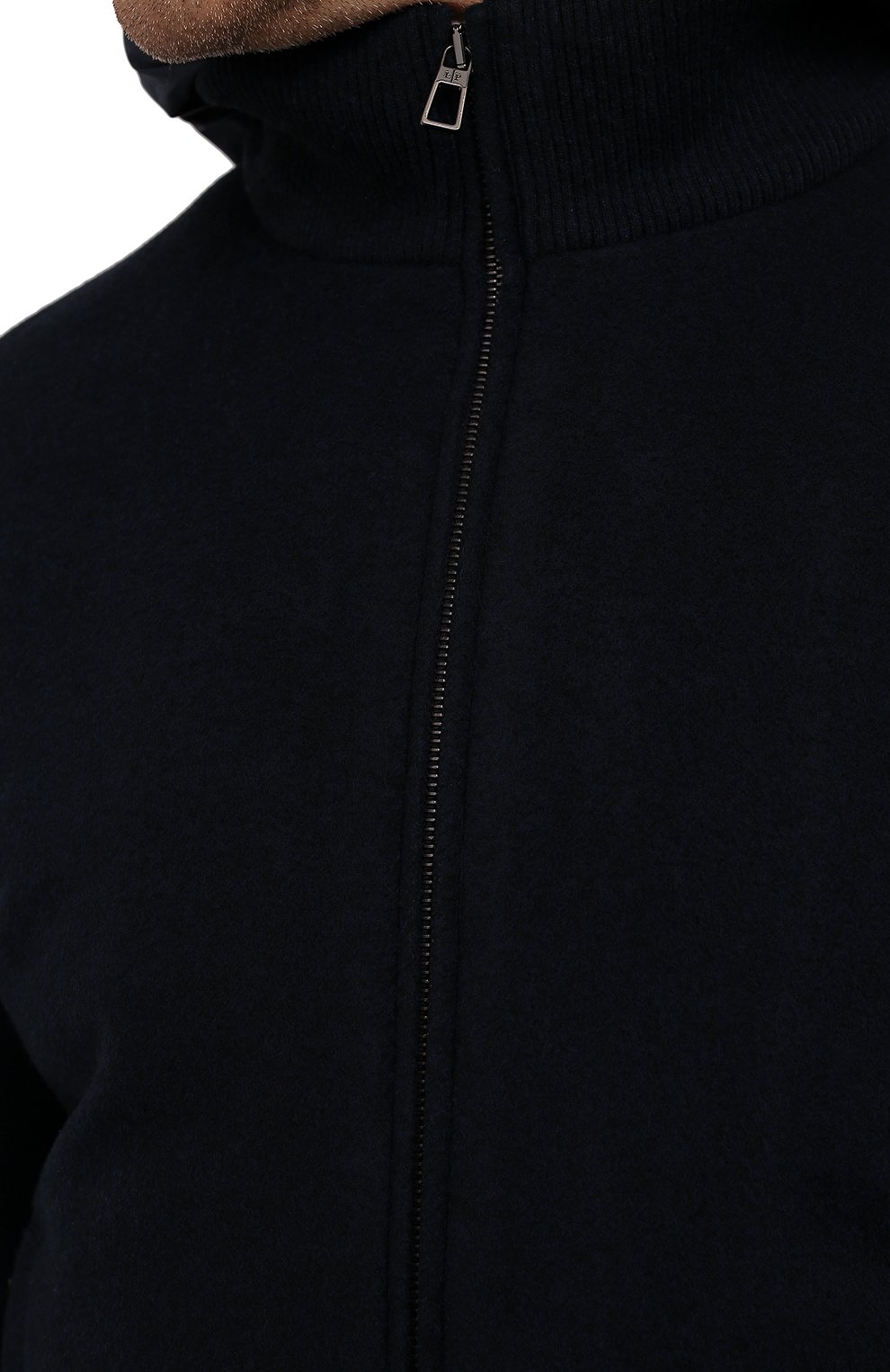 Мужская кашемировая куртка с меховой подкладкой LORO PIANA темно-синего цвета, арт. FAM0160 | Фото 5 (Кросс-КТ: Куртка; Мужское Кросс-КТ: шерсть и кашемир, утепленные куртки; Материал внешний: Шерсть, Кашемир; Рукава: Длинные; Длина (верхняя одежда): Короткие; Стили: Кэжуэл)