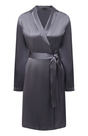 Женский шелковый халат LA PERLA серого цвета, арт. 0020293/C0 | Фото 1 (Материал внешний: Шелк)