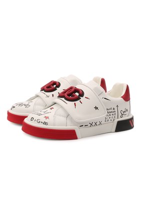 Детские кожаные кеды DOLCE & GABBANA белого цвета по цене 40900 руб., арт. DA5057/A0936/29-36 | Фото 1 Детские кожаные кеды DOLCE & GABBANA белого цвета, арт. DA5057/A0936/29-36 | Фото 1 (Материал внешний: Кожа; Материал внутренний: Натуральная кожа; Региональные ограничения белый список (Axapta Mercury): RU; Мальчики Кросс-КТ: Обувь-низкие; Кросс-КТ: велькро)