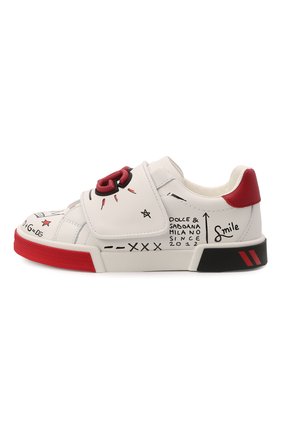 Детские кожаные кеды DOLCE & GABBANA белого цвета по цене 40900 руб., арт. DA5057/A0936/29-36 | Фото 2 Детские кожаные кеды DOLCE & GABBANA белого цвета, арт. DA5057/A0936/29-36 | Фото 2 (Материал внешний: Кожа; Материал внутренний: Натуральная кожа; Региональные ограничения белый список (Axapta Mercury): RU; Мальчики Кросс-КТ: Обувь-низкие; Кросс-КТ: велькро)