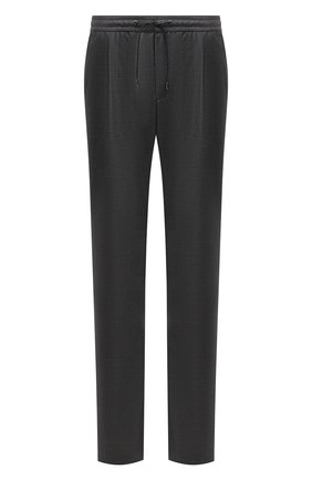 Мужские шерстяные брюки BRIONI темно-серого цвета, арт. RPMJ0M/P1A0S/NEW JAMAICA | Фото 1 (Длина (брюки, джинсы): Стандартные; Материал внешний: Шерсть; Случай: Повседневный; Стили: Кэжуэл)