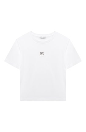 Детская хлопковая футболка DOLCE & GABBANA белого цвета, арт. L5JTAZ/G7B6N/8-14 | Фото 1 (Материал внешний: Хлопок; Рукава: Короткие; Ростовка одежда: 10 - 11 лет | 140 - 146см, 12 лет | 152 см, 8 лет | 128 см)