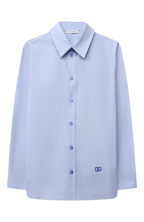 Детская хлопковая рубашка DOLCE & GABBANA голубого цвета, арт. L43S48/G7BWI/2-6 | Фото 1 (Материал внешний: Хлопок; Рукава: Длинные; Региональные ограничения белый список (Axapta Mercury): RU; Ростовка одежда: 2 года | 92 см, 3 года | 98 см, 4 года | 104 см, 5 лет | 110 см, 6 лет | 116 см)