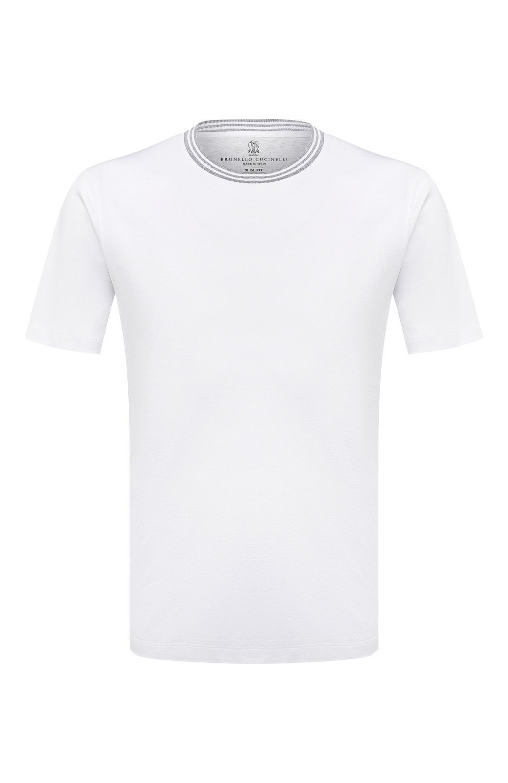 Мужская хлопковая футболка BRUNELLO CUCINELLI белого цвета, арт. M0T618245 | Фото 1 (Принт: Без принта; Рукава: Короткие; Длина (для топов): Стандартные; Материал внешний: Хлопок; Стили: Кэжуэл)