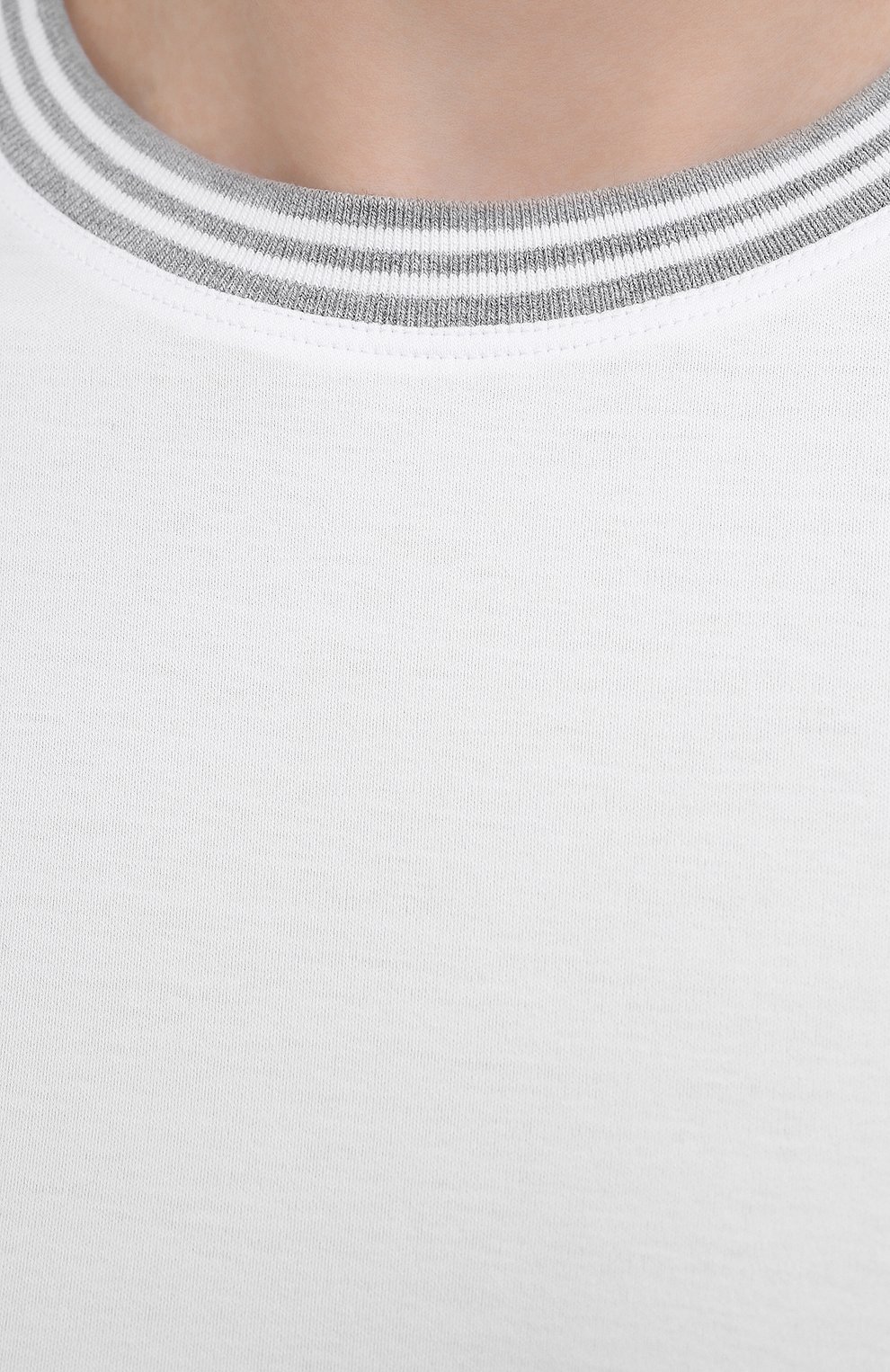 Мужская хлопковая футболка BRUNELLO CUCINELLI белого цвета, арт. M0T618245 | Фото 5 (Принт: Без принта; Рукава: Короткие; Длина (для топов): Стандартные; Материал внешний: Хлопок; Стили: Кэжуэл)
