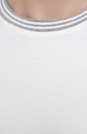 Мужская хлопковая футболка BRUNELLO CUCINELLI белого цвета, арт. M0T618245 | Фото 5 (Принт: Без принта; Рукава: Короткие; Длина (для топов): Стандартные; Материал внешний: Хлопок; Стили: Кэжуэл)