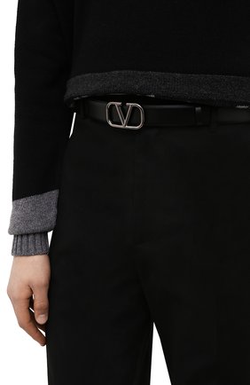 Мужской кожаный ремень VALENTINO черного цвета, арт. XY2T0Q90/AZR | Фото 2 (Случай: Повседневный; Материал: Натуральная кожа)