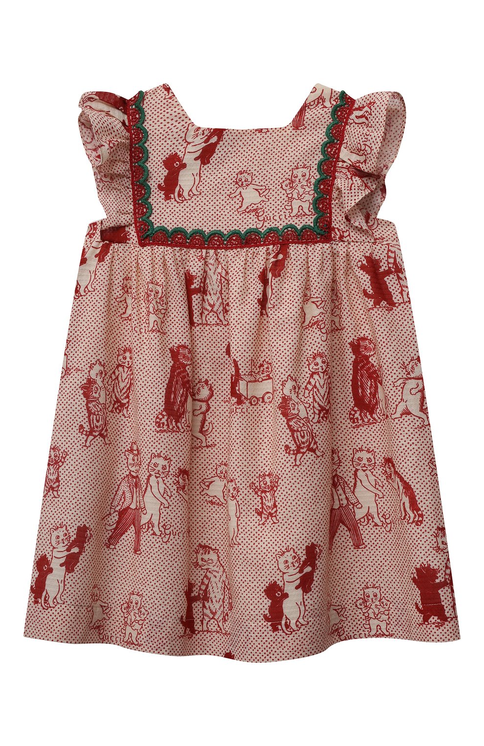 Женский хлопковое платье GUCCI красного цвета, арт. 680518/ZAIDY/9-12M | Фото 1 (Региональные ограничения белый список (Axapta Mercury): RU)