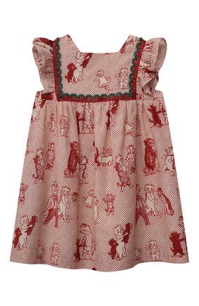 Женский хлопковое платье GUCCI красного цвета, арт. 680518/ZAIDY/9-12M | Фото 1 (Региональные ограничения белый список (Axapta Mercury): RU)