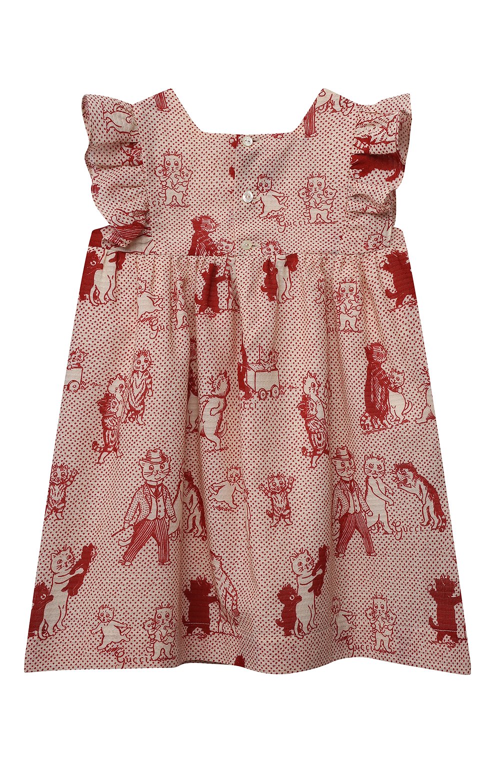 Женский хлопковое платье GUCCI красного цвета, арт. 680518/ZAIDY/9-12M | Фото 2 (Региональные ограничения белый список (Axapta Mercury): RU)