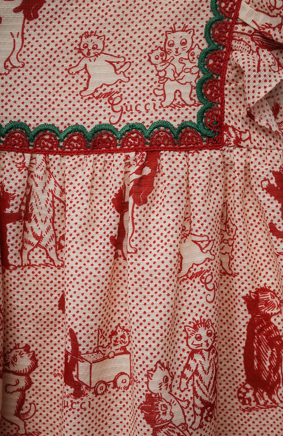 Женский хлопковое платье GUCCI красного цвета, арт. 680518/ZAIDY/9-12M | Фото 3 (Региональные ограничения белый список (Axapta Mercury): RU)