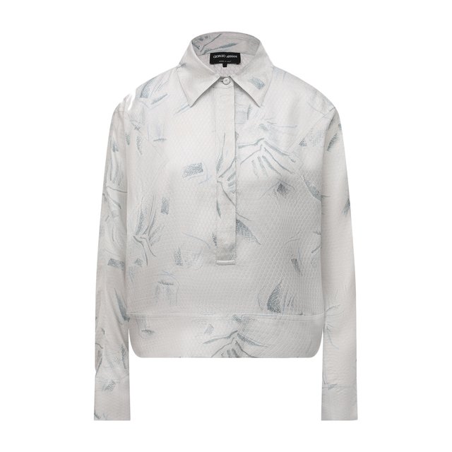 Блузка из вискозы и шелка Giorgio Armani серого цвета