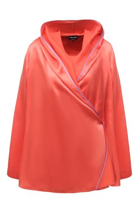 Женская шелковая блузка GIORGIO ARMANI красного цвета, арт. 2SHCC02E/T036A | Фото 1 (Материал внешний: Шелк; Длина (для топов): Стандартные; Рукава: Длинные; Стили: Гламурный, Романтичный; Принт: Без принта; Женское Кросс-КТ: Блуза-одежда)