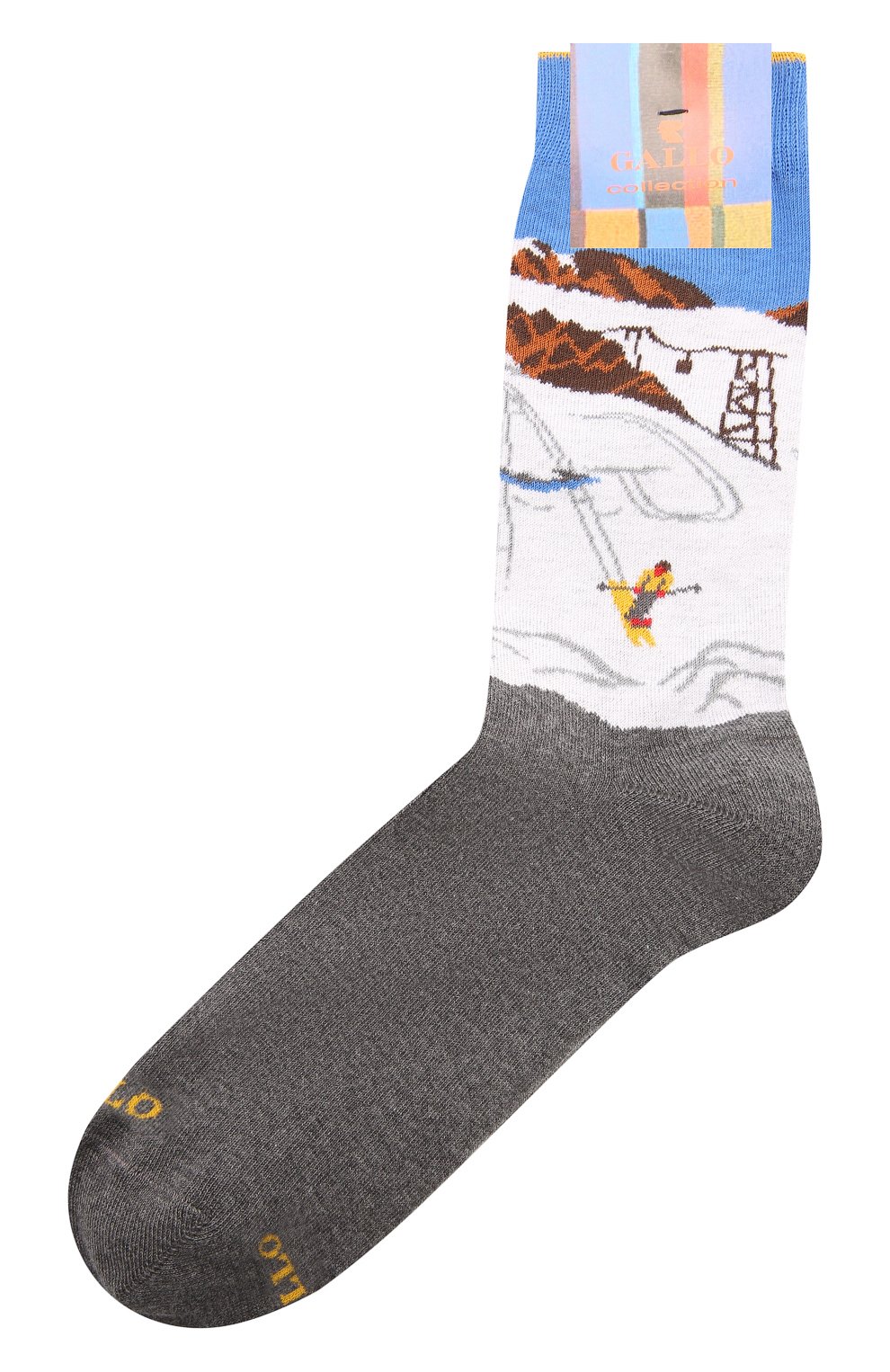 Мужские хлопковые носки GALLO серого цвета, арт. AP512251 | Фото 1 (Кросс-КТ: бельё; Материал внешний: Хлопок)