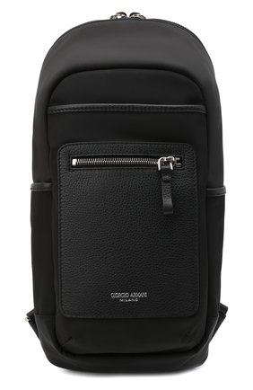 Мужской комбинированный рюкзак GIORGIO ARMANI черного цвета, арт. Y20160/YI68E | Фото 1 (Ремень/цепочка: На ремешке, На плечо; Материал: Текстиль; Размер: large)