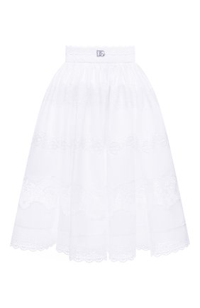 Женская хлопковая юбка DOLCE & GABBANA белого цвета по цене 145500 руб., арт. F4CCJZ/FU5L5 | Фото 1 Женская хлопковая юбка DOLCE & GABBANA белого цвета, арт. F4CCJZ/FU5L5 | Фото 1 (Материал внешний: Хлопок; Длина Ж (юбки, платья, шорты): Миди; Стили: Романтичный; Женское Кросс-КТ: Юбка-одежда)