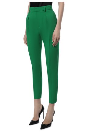 Женские шерстяные брюки RALPH LAUREN зеленого цвета, арт. 290865068 | Фото 3 (Материал внешний: Шерсть; Длина (брюки, джинсы): Стандартные; Женское Кросс-КТ: Брюки-одежда; Силуэт Ж (брюки и джинсы): Узкие; Стили: Кэжуэл)