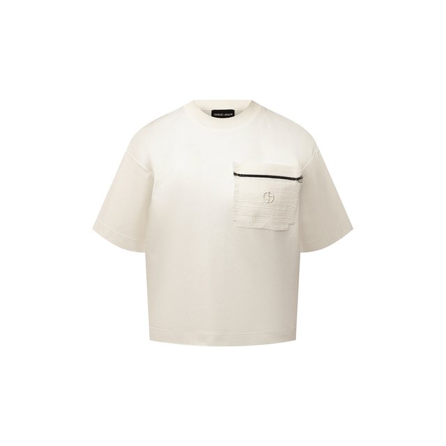 Хлопковая футболка Giorgio Armani Кремовый 3LAM60/AJVIZ 5613483