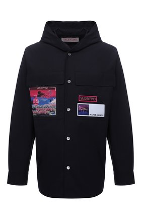Мужская хлопковая куртка-рубашка VALENTINO черного цвета, арт. XV3CIL0581F | Фото 1 (Материал внешний: Хлопок; Рукава: Длинные; Кросс-КТ: Ветровка, Куртка; Стили: Гранж; Длина (верхняя одежда): До середины бедра; Региональные ограничения белый список (Axapta Mercury): RU)