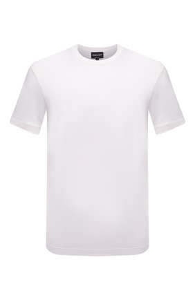 Мужская футболка из шелка и хлопка GIORGIO ARMANI белого цвета по цене 54800 руб., арт. 3KSM77/SJZHZ | Фото 1