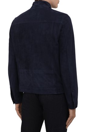 Мужская замшевая куртка CANALI темно-синего цвета, арт. 070332/LE00145 | Фото 4 (Кросс-КТ: Куртка; Материал внешний: Замша, Натуральная кожа; Рукава: Длинные; Материал подклада: Синтетический материал; Мужское Кросс-КТ: Кожа и замша; Длина (верхняя одежда): Короткие; Стили: Кэжуэл)