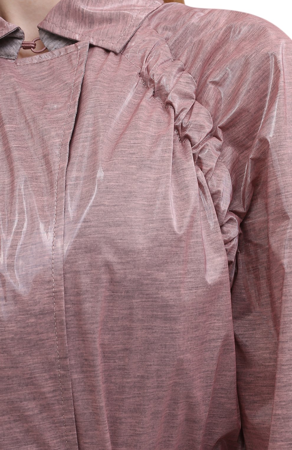 Женский плащ GIORGIO ARMANI светло-розового цвета, арт. 3LAL70/AJXAZ | Фото 5 (Рукава: Длинные; Стили: Гламурный; Материал внешний: Синтетический материал; Длина (верхняя одежда): Длинные; Материал подклада: Хлопок)