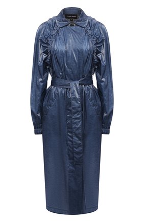 Женский плащ GIORGIO ARMANI синего цвета по цене 199500 руб., арт. 3LAL70/AJXAZ | Фото 1 Женский плащ GIORGIO ARMANI синего цвета, арт. 3LAL70/AJXAZ | Фото 1 (Рукава: Длинные; Материал подклада: Хлопок; Длина (верхняя одежда): Длинные; Материал внешний: Синтетический материал; Стили: Гламурный)