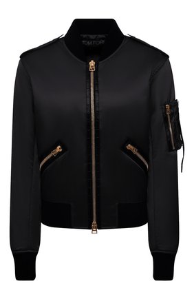 Женский бомбер TOM FORD черного цвета по цене 239500 руб., арт. CSL687-LET005 | Фото 1 Женский бомбер TOM FORD черного цвета, арт. CSL687-LET005 | Фото 1 (Материал внешний: Синтетический материал; Материал подклада: Синтетический материал; Длина (верхняя одежда): Короткие; Рукава: Длинные; Стили: Гламурный; Кросс-КТ: бомбер)