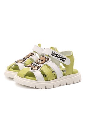 Детские кожаные сандалии MOSCHINO зеленого цвета по цене 22100 руб., арт. 70059/NAPPA/KIPS/KIPS/18-26 | Фото 1 Детские кожаные сандалии MOSCHINO зеленого цвета, арт. 70059/NAPPA/KIPS/KIPS/18-26 | Фото 1 (Материал внутренний: Натуральная кожа; Материал внешний: Кожа)