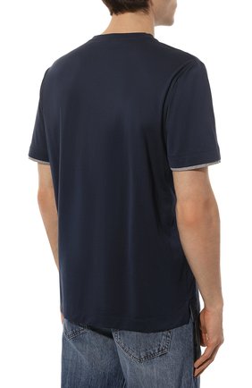 Мужская хлопковая футболка CANALI темно-синего цвета, арт. T0691/MJ01037 | Фото 4 (Принт: Без принта; Рукава: Короткие; Длина (для топов): Стандартные; Материал внешний: Хлопок; Стили: Кэжуэл)