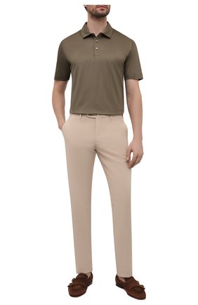 Мужское хлопковое поло CANALI хаки цвета по цене 31850 руб., арт. T0238/MJ00002 | Фото 2 Мужское хлопковое поло CANALI хаки цвета, арт. T0238/MJ00002 | Фото 2 (Материал внешний: Хлопок; Длина (для топов): Стандартные; Рукава: Короткие; Застежка: Пуговицы; Кросс-КТ: Трикотаж; Стили: Кэжуэл)