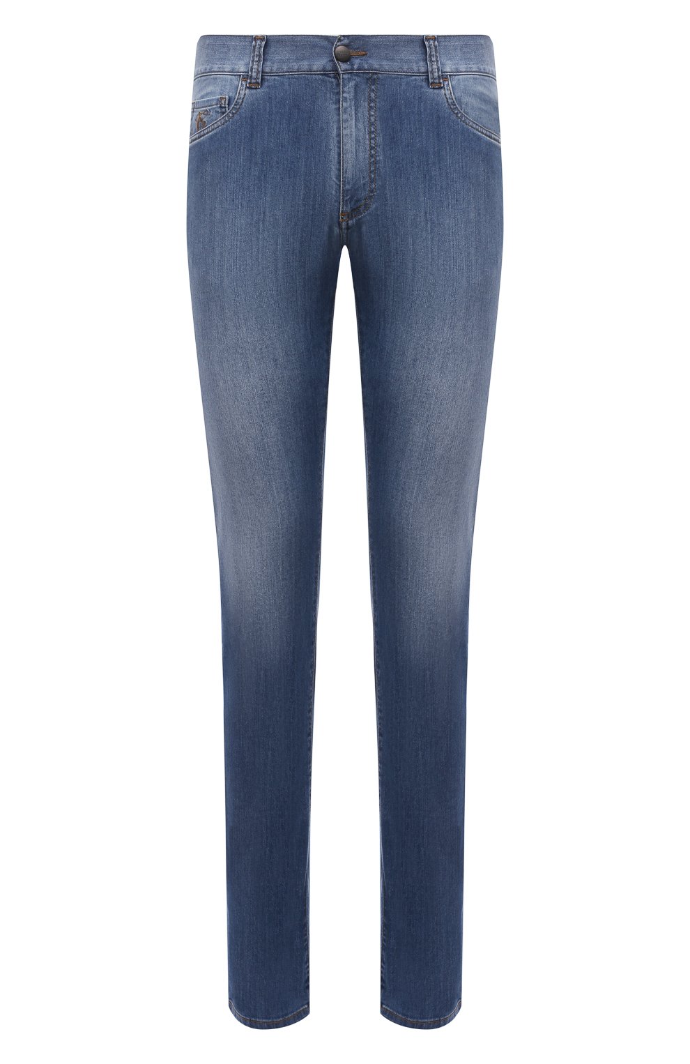 Мужские джинсы CANALI синего цвета, арт. 91700R/PD00250 | Фото 1 (Силуэт М (брюки): Прямые; Кросс-КТ: Деним; Длина (брюки, джинсы): Стандартные; Материал внешний: Хлопок, Деним; Детали: Потертости; Стили: Кэжуэл)