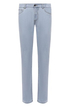 Мужские джинсы CANALI голубого цвета, арт. 91700/PD00018 | Фото 1 (Длина (брюки, джинсы): Стандартные; Материал внешний: Хлопок, Деним; Кросс-КТ: Деним; Силуэт М (брюки): Прямые; Стили: Кэжуэл)