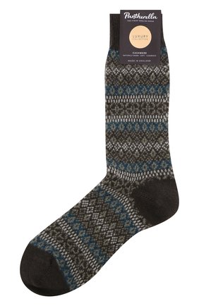Мужские кашемировые носки PANTHERELLA хаки цвета, арт. 57006 | Фото 1 (Материал внешний: Шерсть, Кашемир; Кросс-КТ: бельё)