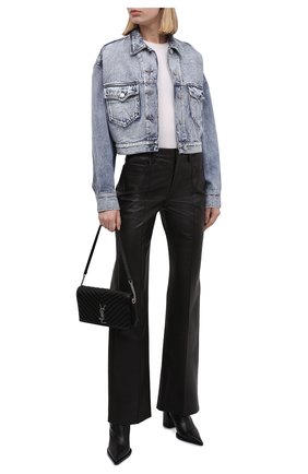Женская джинсовая куртка ISABEL MARANT ETOILE голубого цвета, арт. VE1727-22P022E/TADIA | Фото 2 (Длина (верхняя одежда): Короткие; Рукава: Длинные; Материал внешний: Хлопок, Деним; Кросс-КТ: Куртка, Деним; Стили: Гранж)
