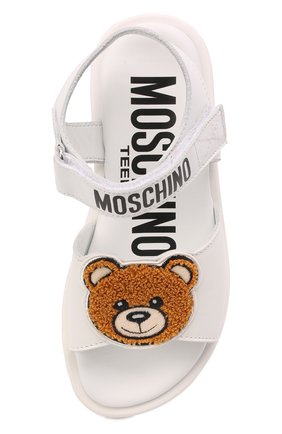 Детские кожаные сандалии MOSCHINO белого цвета, арт. 70153/KIPS/28-35 | Фото 4 (Материал внешний: Кожа; Материал внутренний: Натуральная кожа)