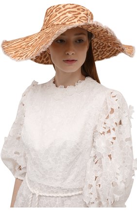 Женская льняная шляпа ZIMMERMANN коричневого цвета, арт. 3723RS22 | Фото 2 (Материал: Текстиль, Лен)