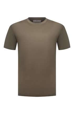 Мужская хлопковая футболка CANALI хаки цвета, арт. T0356/MJ00002 | Фото 1 (Длина (для топов): Стандартные; Материал внешний: Хлопок; Рукава: Короткие; Принт: Без принта; Стили: Милитари)